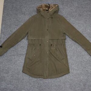 PARKA LONDON LARA Olive Green Fur Lined Hooded Parka Jacket Women's Small
